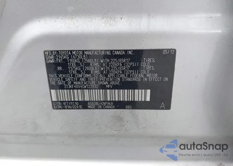 2012 Toyota Rav4 from USA, damaged, VIN 2T3KF4DV4CW122932